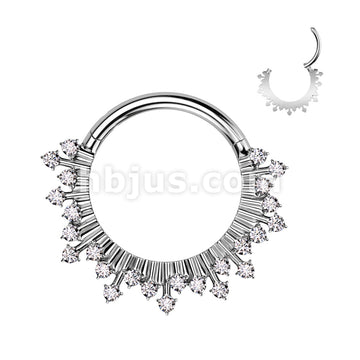 High Quality Precision 316L Surgical Steel Hinged Segment Ring With CZ Fan - Image 2