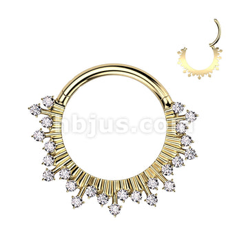 High Quality Precision 316L Surgical Steel Hinged Segment Ring With CZ Fan - Image 3