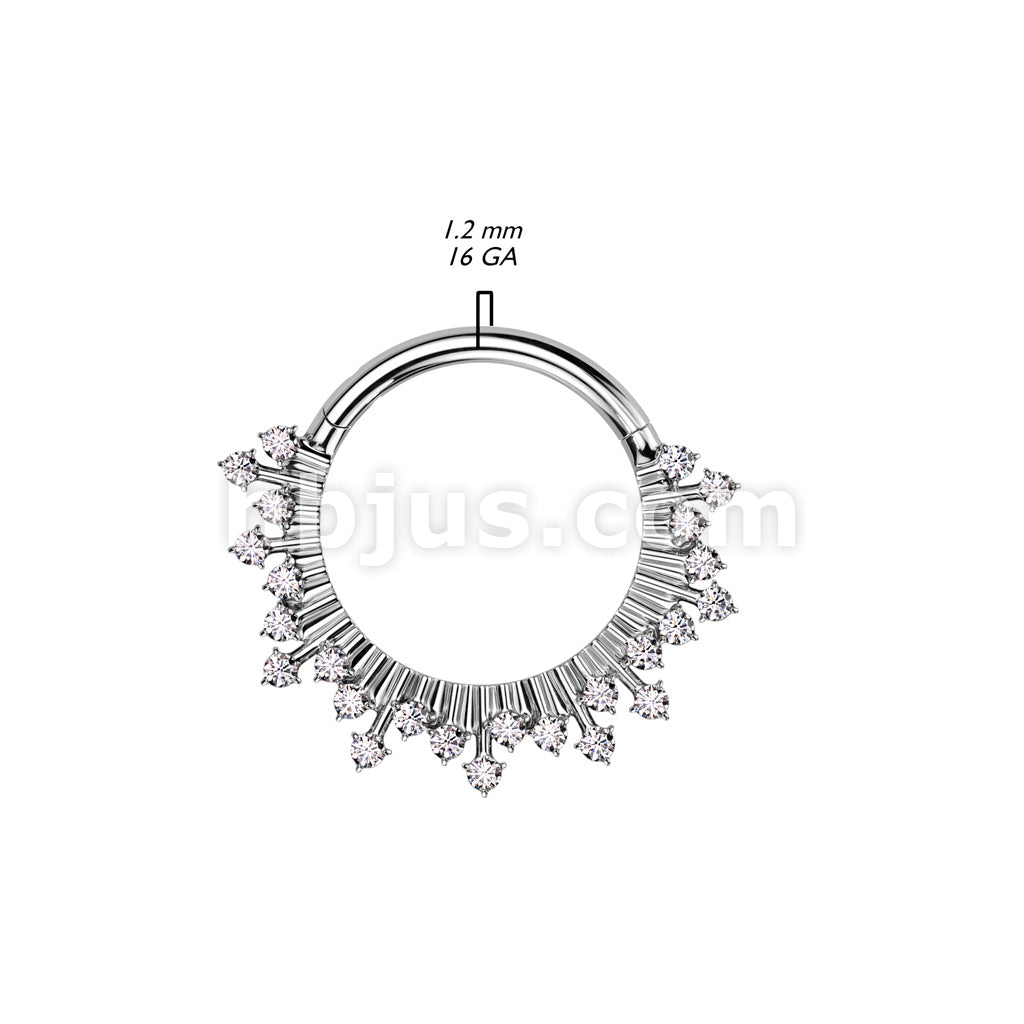 High Quality Precision 316L Surgical Steel Hinged Segment Ring With CZ Fan - Image 4