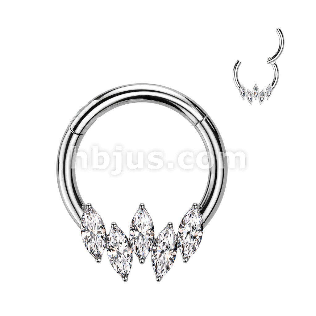 High Quality Precision 316L Surgical Steel Hinged 5 Marquise CZ Segment... - Image 2