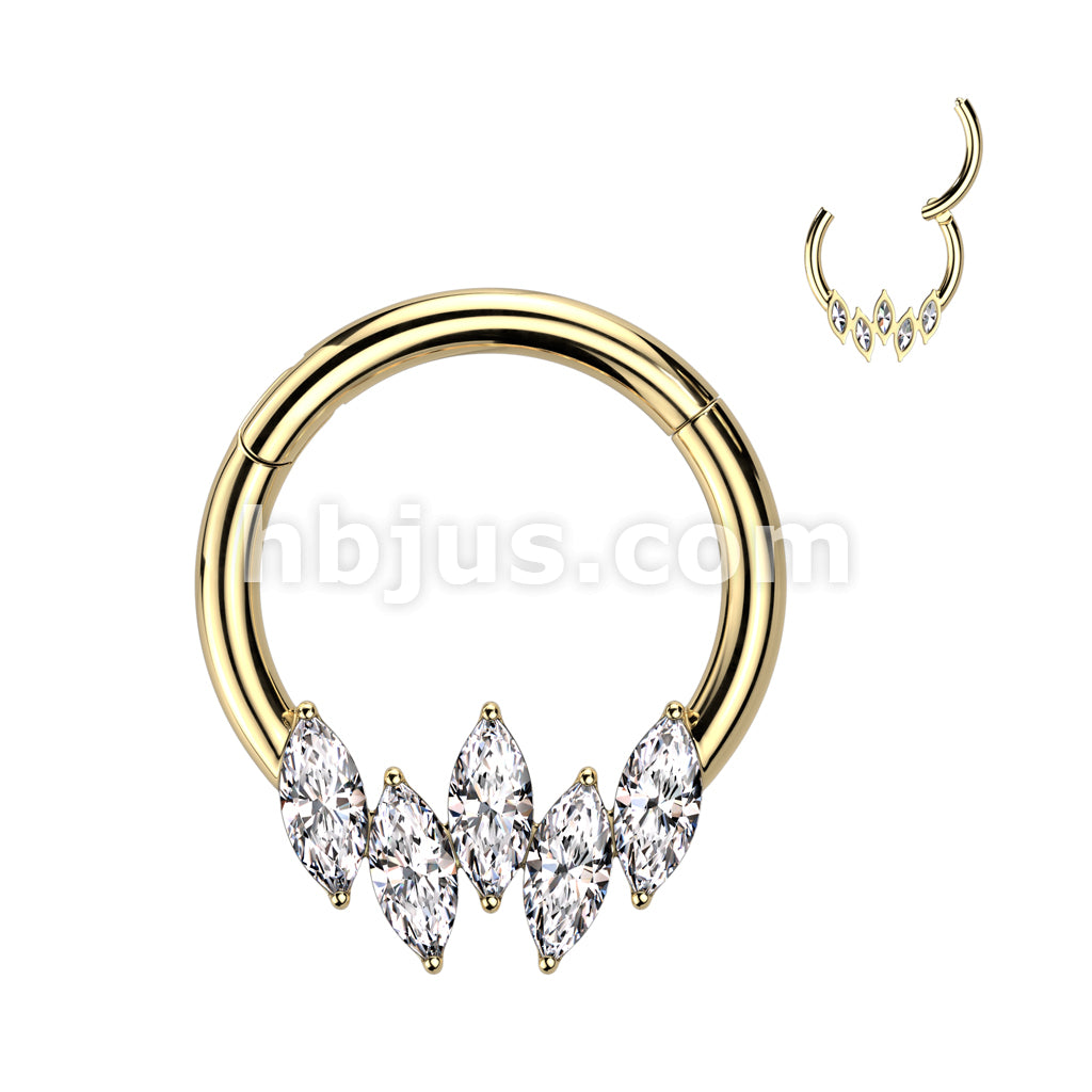 High Quality Precision 316L Surgical Steel Hinged 5 Marquise CZ Segment... - Image 3