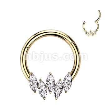 High Quality Precision 316L Surgical Steel Hinged 5 Marquise CZ Segment... - Image 3
