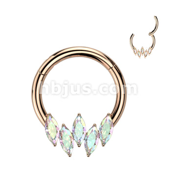 High Quality Precision 316L Surgical Steel Hinged 5 Marquise CZ Segment... - Image 4