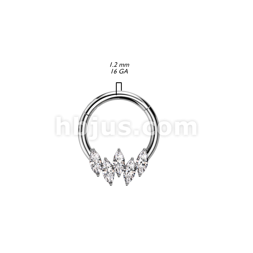 High Quality Precision 316L Surgical Steel Hinged 5 Marquise CZ Segment... - Image 5