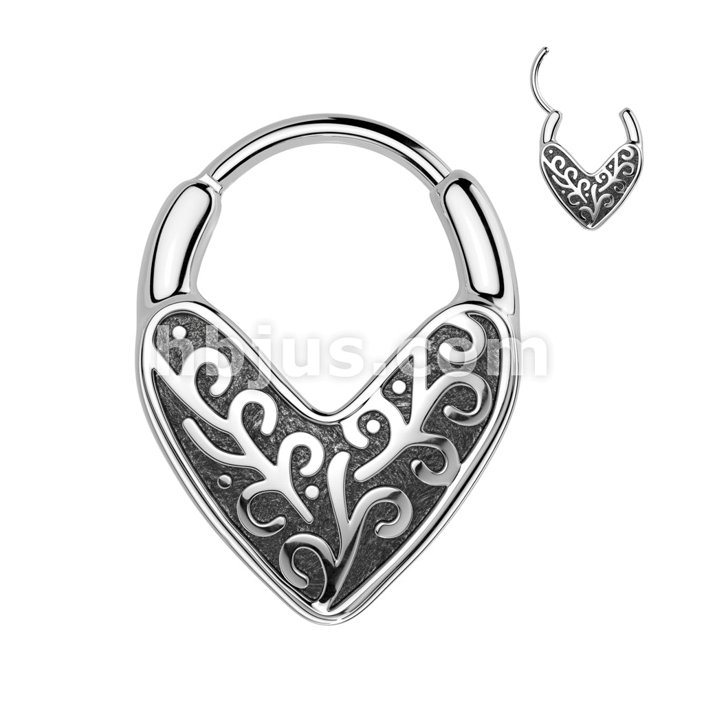 High Quality Precision All 316L Surgical Steel Floral Heart Cast Hinged... - Image 3