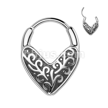 High Quality Precision All 316L Surgical Steel Floral Heart Cast Hinged... - Image 3