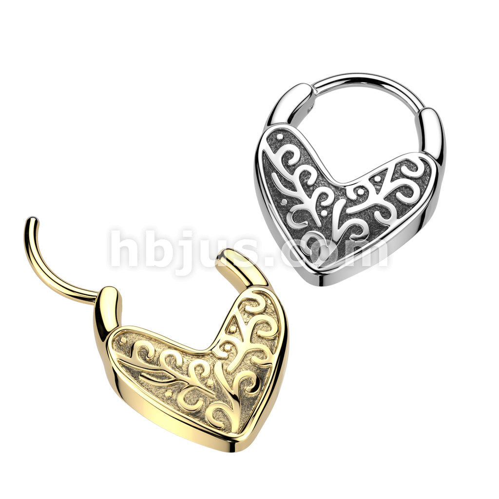High Quality Precision All 316L Surgical Steel Floral Heart Cast Hinged...