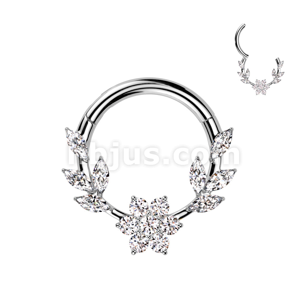 High Quality Precision All 316L Surgical Steel Flower CZ Center Hinged... - Image 2