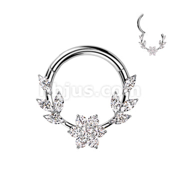 High Quality Precision All 316L Surgical Steel Flower CZ Center Hinged... - Image 2