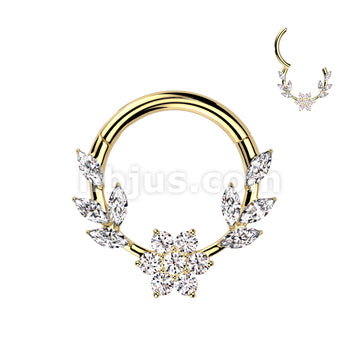 High Quality Precision All 316L Surgical Steel Flower CZ Center Hinged... - Image 3