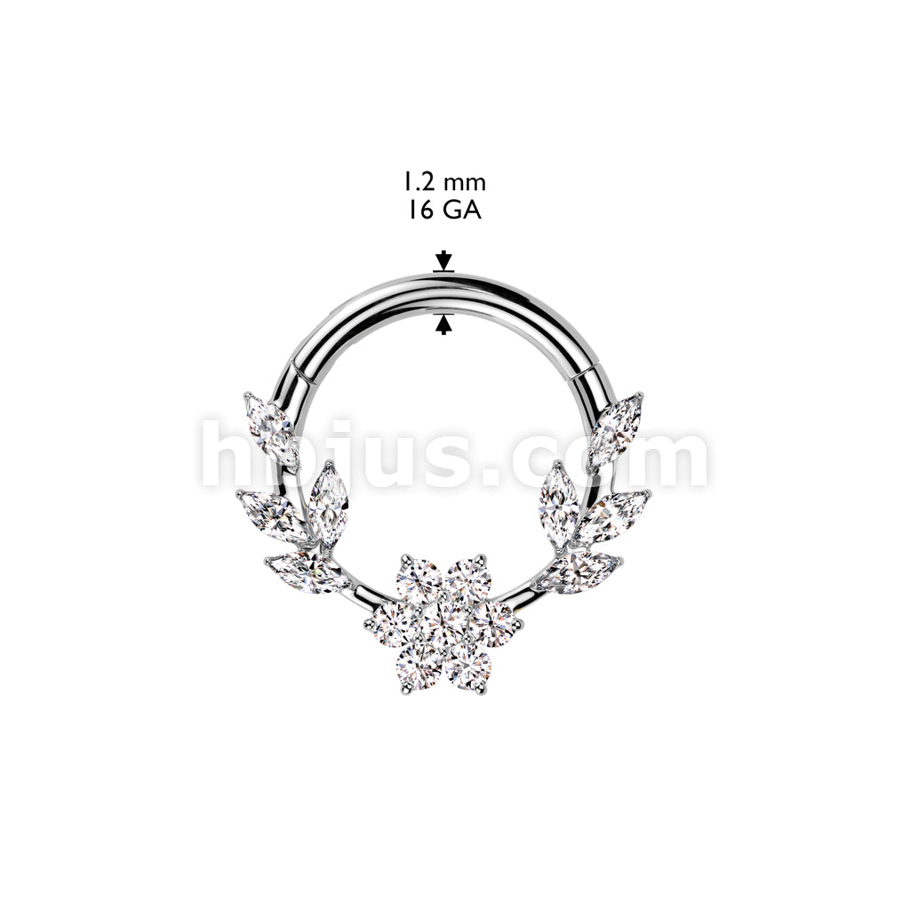 High Quality Precision All 316L Surgical Steel Flower CZ Center Hinged... - Image 4