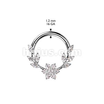 High Quality Precision All 316L Surgical Steel Flower CZ Center Hinged... - Image 4