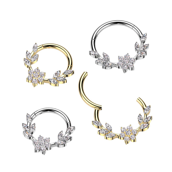 High Quality Precision All 316L Surgical Steel Flower CZ Center Hinged...