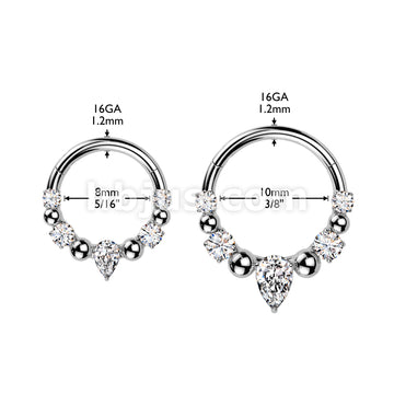 316L Surgical Steel 316L Ball And CZ Hinged Segment Hoop Ring With... - Image 6