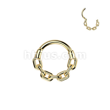 All 316L Surgical Steel Chain Link Hinged Segment Hoop Ring - Image 2