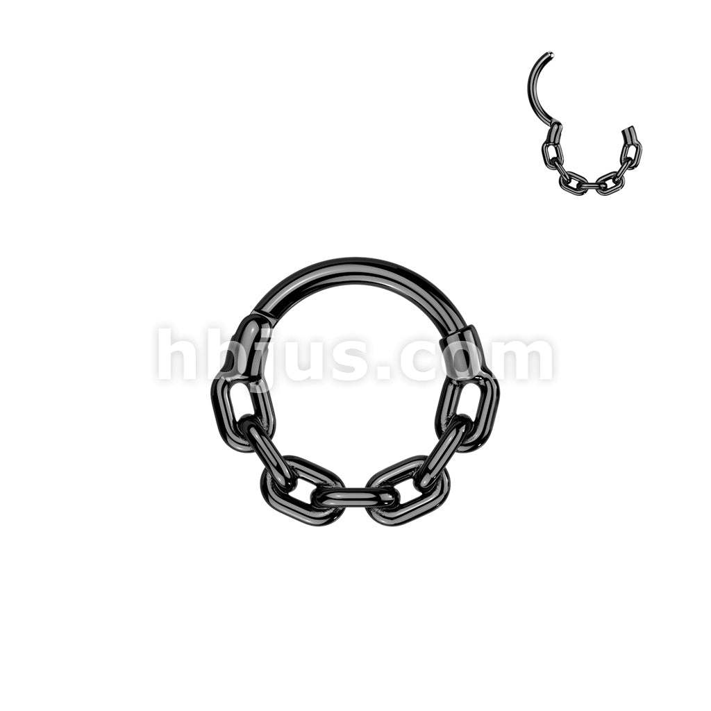 All 316L Surgical Steel Chain Link Hinged Segment Hoop Ring - Image 3