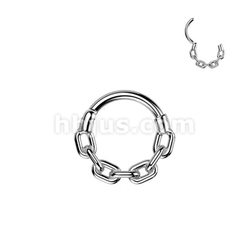 All 316L Surgical Steel Chain Link Hinged Segment Hoop Ring - Image 4