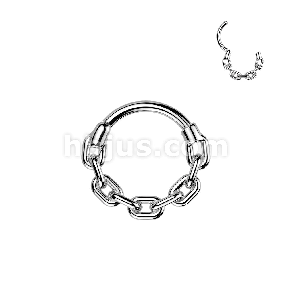 All 316L Surgical Steel Chain Link Hinged Segment Hoop Ring - Image 7