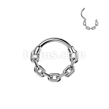 All 316L Surgical Steel Chain Link Hinged Segment Hoop Ring - Image 7