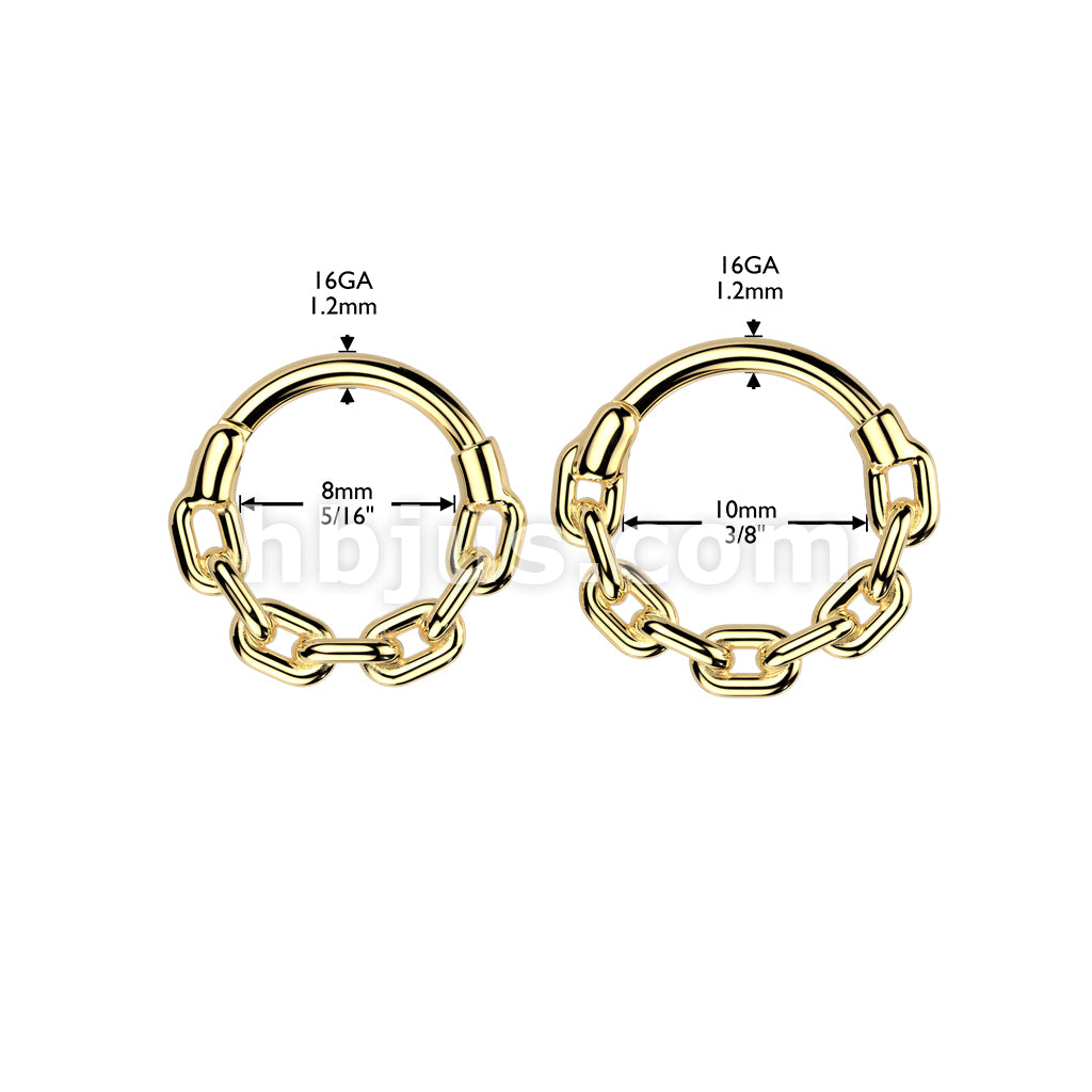 All 316L Surgical Steel Chain Link Hinged Segment Hoop Ring - Image 8