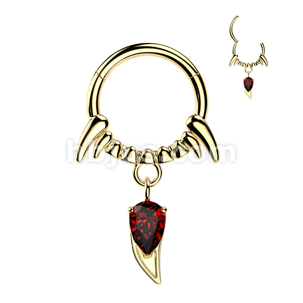 316L Surgical Steel All 316L Vampire Fangs With Red CZ Fang Dangle... - Image 2