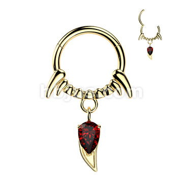 316L Surgical Steel All 316L Vampire Fangs With Red CZ Fang Dangle... - Image 2