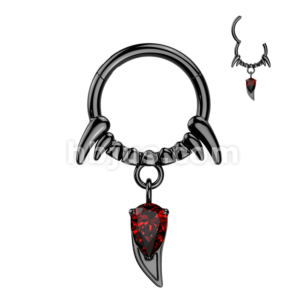 316L Surgical Steel All 316L Vampire Fangs With Red CZ Fang Dangle... - Image 3