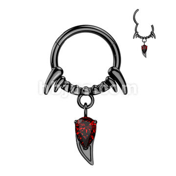 316L Surgical Steel All 316L Vampire Fangs With Red CZ Fang Dangle... - Image 3