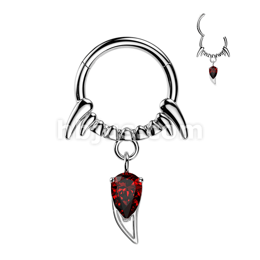 316L Surgical Steel All 316L Vampire Fangs With Red CZ Fang Dangle... - Image 4