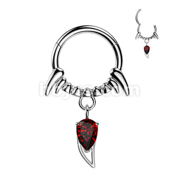316L Surgical Steel All 316L Vampire Fangs With Red CZ Fang Dangle... - Image 4