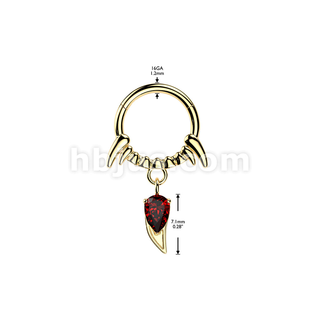 316L Surgical Steel All 316L Vampire Fangs With Red CZ Fang Dangle... - Image 5