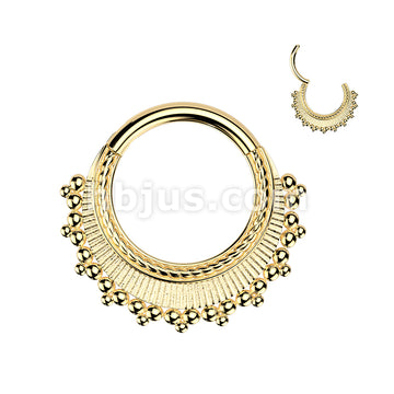 316L Surgical Steel All 316L Ball Cluster Wide Fan Hinged Segment Hoop Ring - Image 2