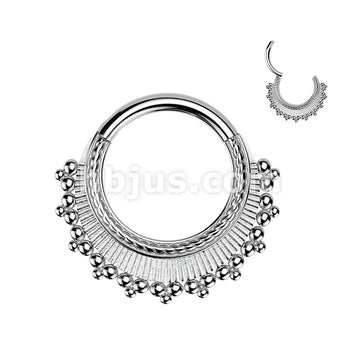 316L Surgical Steel All 316L Ball Cluster Wide Fan Hinged Segment Hoop Ring - Image 3
