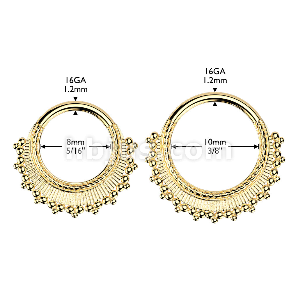 316L Surgical Steel All 316L Ball Cluster Wide Fan Hinged Segment Hoop Ring - Image 6