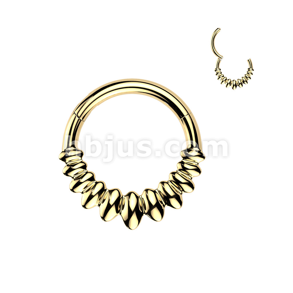 All 316L Surgical Steel Marquise Fan Hinged Segment Hoop Ring - Image 2