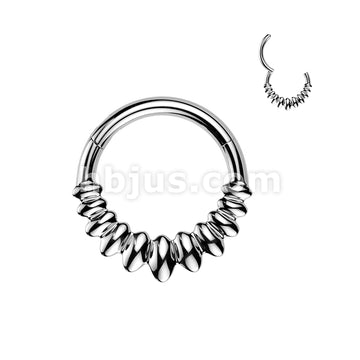 All 316L Surgical Steel Marquise Fan Hinged Segment Hoop Ring - Image 3