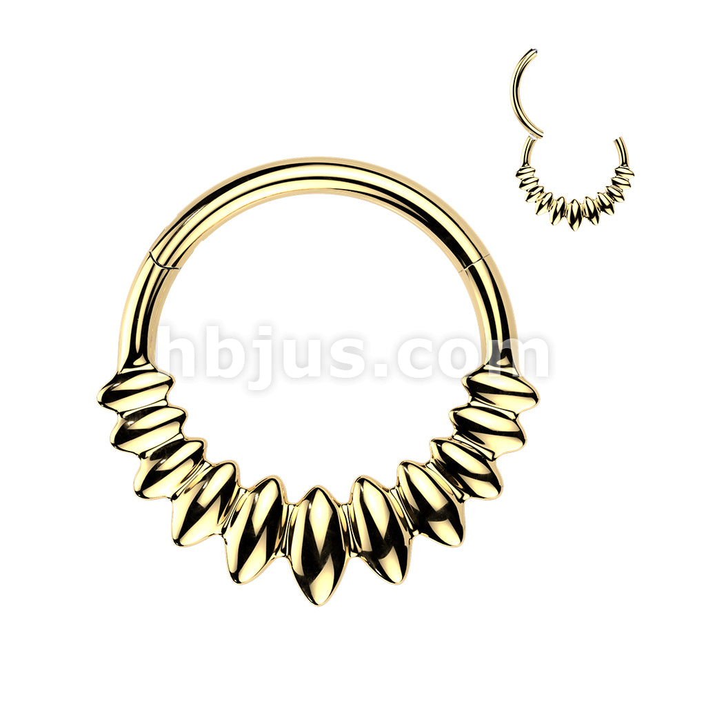 All 316L Surgical Steel Marquise Fan Hinged Segment Hoop Ring - Image 4