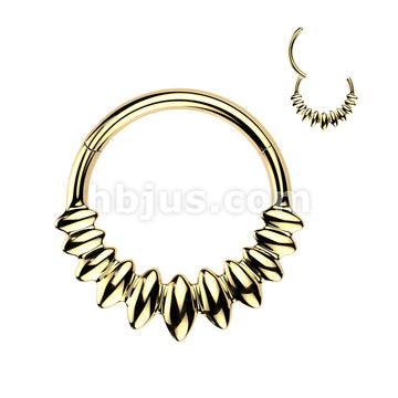 All 316L Surgical Steel Marquise Fan Hinged Segment Hoop Ring - Image 4