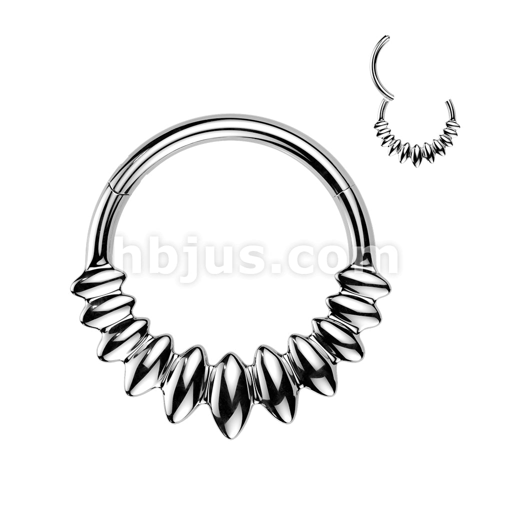 All 316L Surgical Steel Marquise Fan Hinged Segment Hoop Ring - Image 5