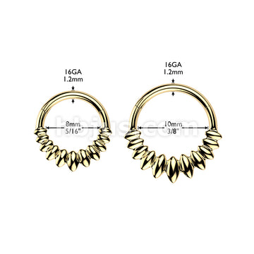 All 316L Surgical Steel Marquise Fan Hinged Segment Hoop Ring - Image 6