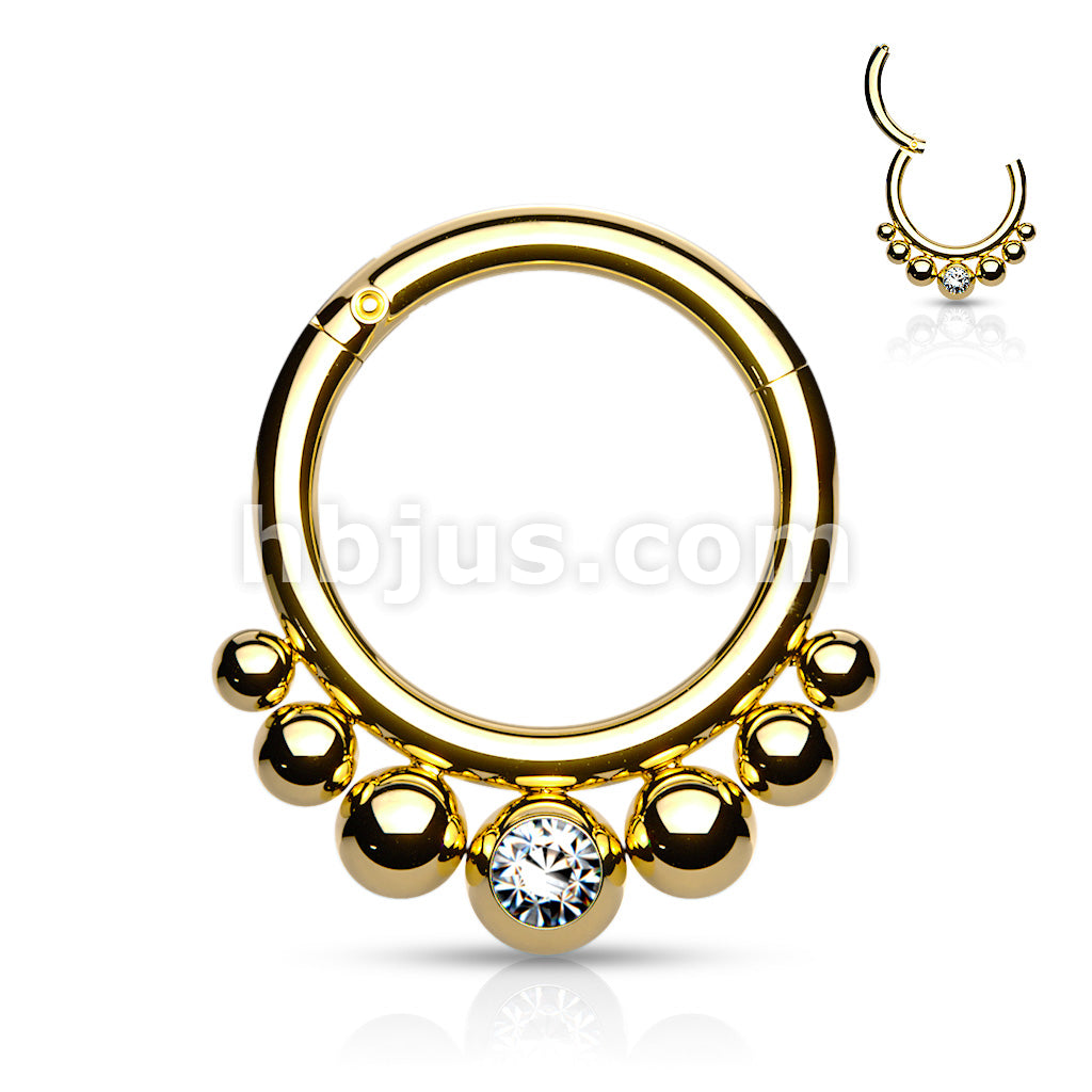 316L Surgical Steel Segment Hoop Rings with Graduated Balls and Bezel... - Image 3