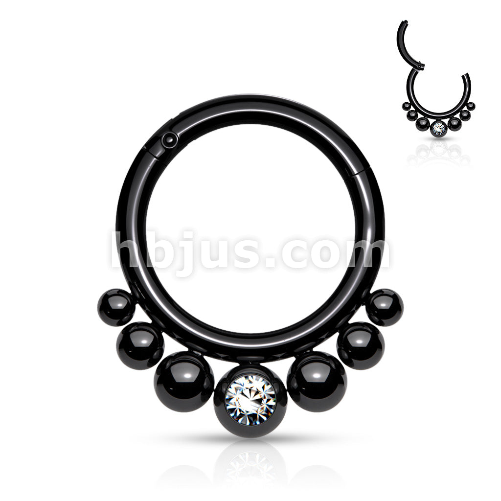 316L Surgical Steel Segment Hoop Rings with Graduated Balls and Bezel... - Image 4
