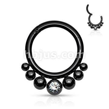 316L Surgical Steel Segment Hoop Rings with Graduated Balls and Bezel... - Image 4