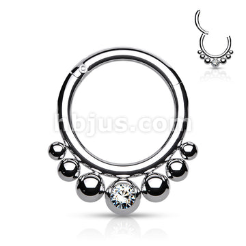 316L Surgical Steel Segment Hoop Rings with Graduated Balls and Bezel... - Image 5