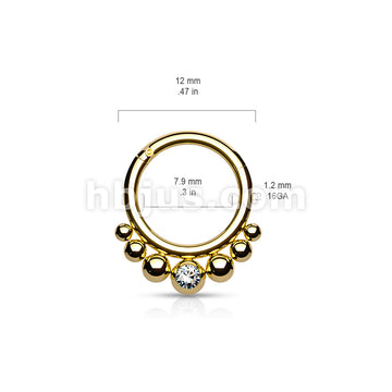 316L Surgical Steel Segment Hoop Rings with Graduated Balls and Bezel... - Image 6
