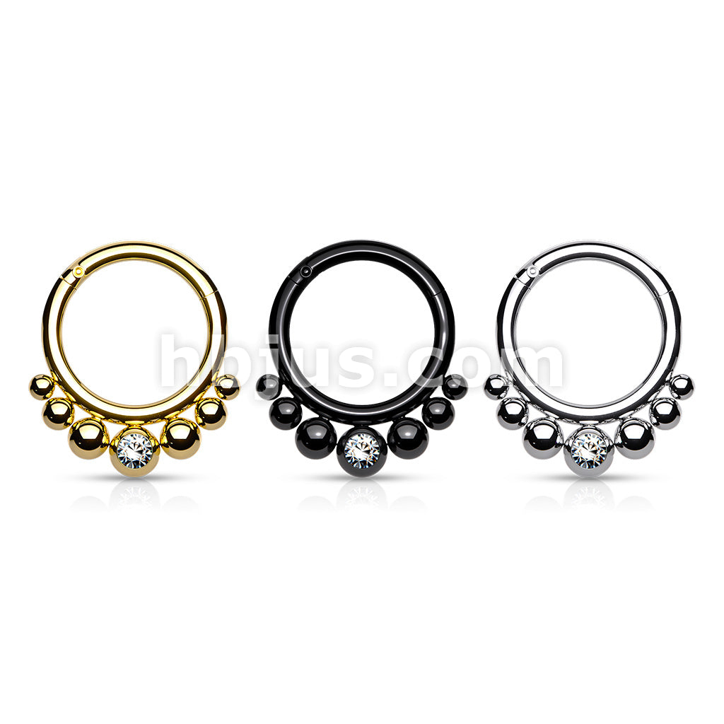 316L Surgical Steel Segment Hoop Rings with Graduated Balls and Bezel... - Image 7
