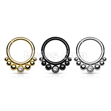 316L Surgical Steel Segment Hoop Rings with Graduated Balls and Bezel... - Image 7