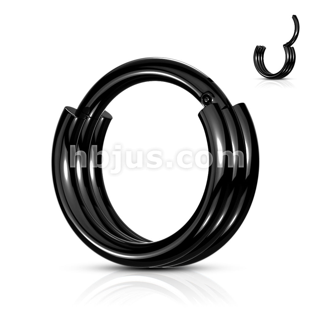316L Surgical Steel Hinged Segment Hoop Rings with Triple Layered Hoops - Image 4