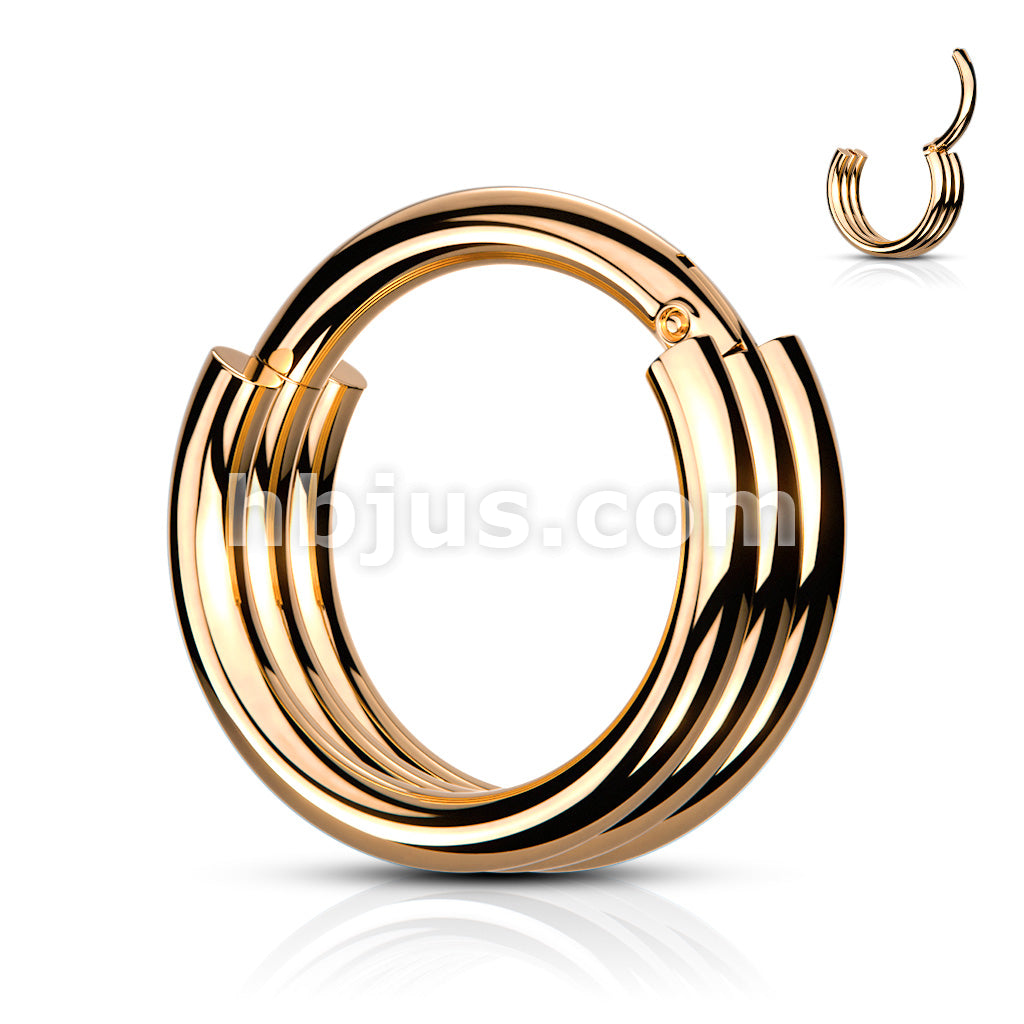 316L Surgical Steel Hinged Segment Hoop Rings with Triple Layered Hoops - Image 5