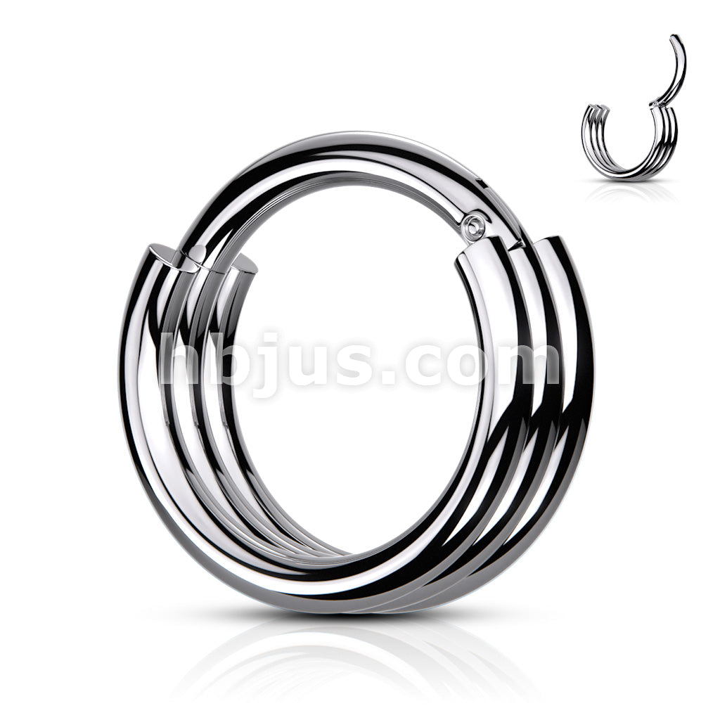 316L Surgical Steel Hinged Segment Hoop Rings with Triple Layered Hoops - Image 6